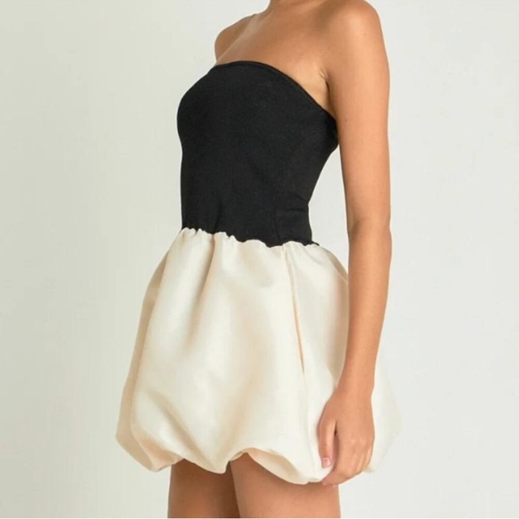 Endless rose, balloon, bubble strapless cream, and black party dress NWT - Picture 2 of 4